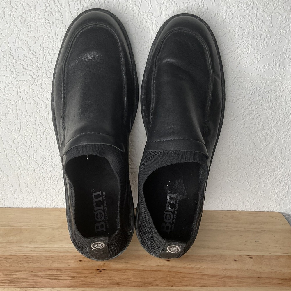 Born Samuel Men's black nubuck leather moc toe slip on loafer shoes size 10,5 M* - Picture 8 of 16